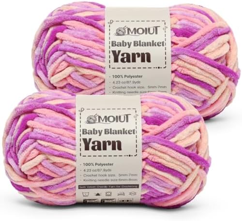 Fluffy Chunky Yarn for Crocheting, Chenille Crochet Yarn 6 Super