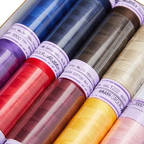 Mettler Silk Finish Cotton Thread Set | Colors may vary | 18 Pcs