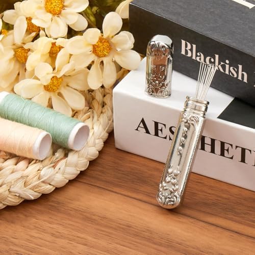 GORGECRAFT Vintage Needle Storage Case Antique Silver Needles Tubes