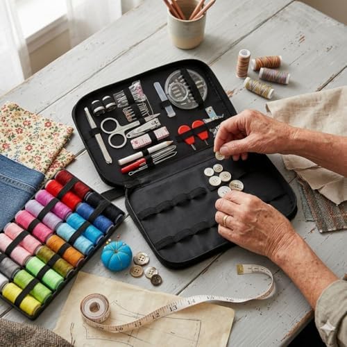 Sewing Kit with 100+ Pieces, Portable Travel Case with 30 XL Thread