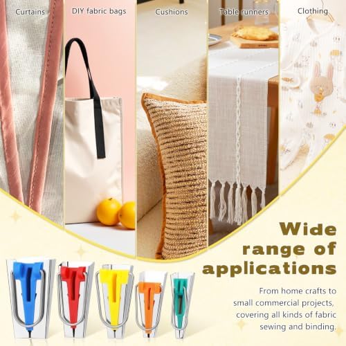 5 Sizes Bias Tape Makers Kit, 1/4" 3/8" 1/2" 3/4" 1" DIY Quilting