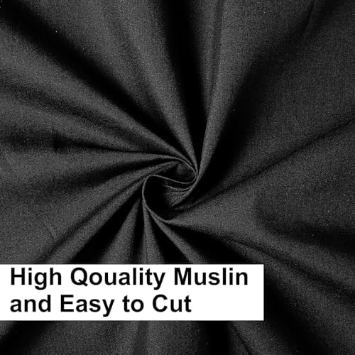5 Yards Black Cotton Fabric by the Yard Fabrics,59 Inches Wide Medium