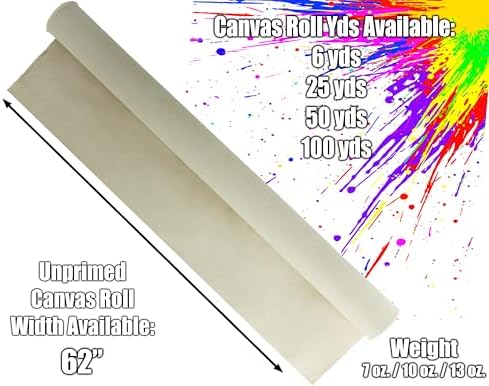 Canvas Rolls for Painting, Cotton Duck Canvas Fabric by the Yard.