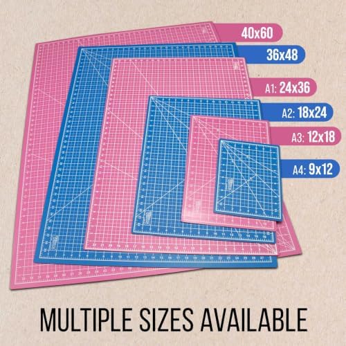 U.S. Art Supply 36"x48" Self-Healing Cutting Mat 5-Ply Pink/Blue