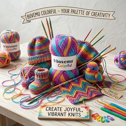 Colorful Self-Striping Multicolor Fuzzy with Subtle Sheen Yarn, 56%