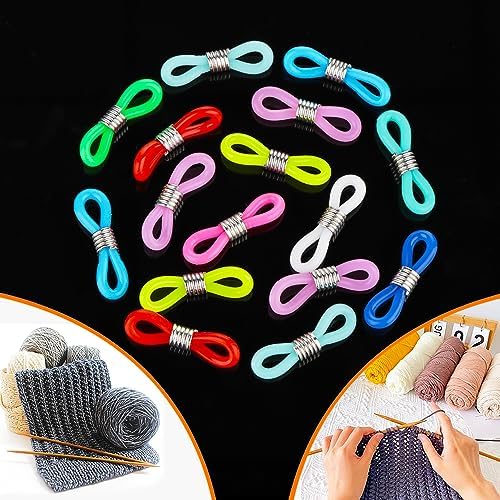 DQITJ 16 Pack Knitting Needle Stopper Hugger Stitch Stopper Minder
