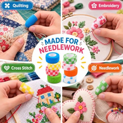 Thimble Tape for Hand Sewing, 8 Pack Finger Protectors (Blue)