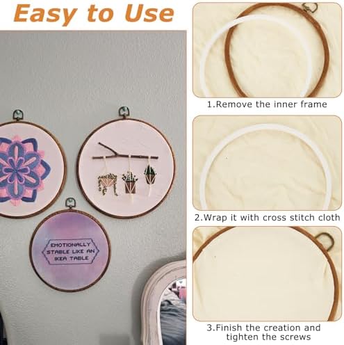 MUXHEL 10PCS 8 Inch Embroidery Hoops, Imitated Wood Plastic Cross