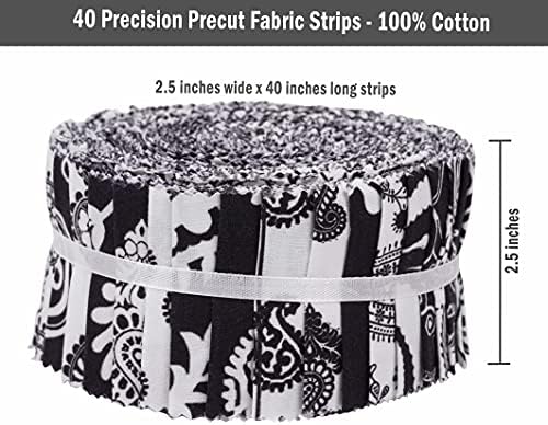 Soimoi 40Pcs Block & Paisley Print Cotton Precut Fabrics for Quilting