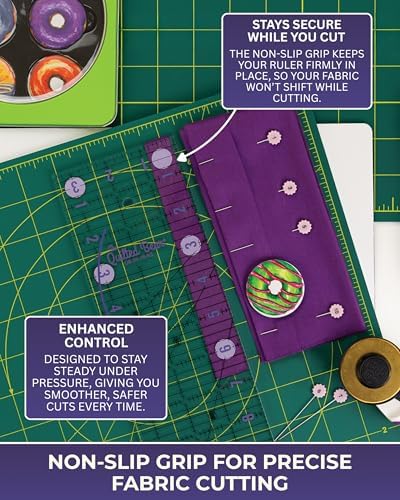 The Quilted Bear Square Quilting Ruler, Transparent Acrylic, 6.5" x