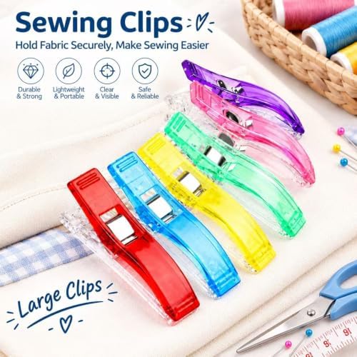 50 PCS Large Sewing Clips, 7 Bright Colors Multipurpose Quilt Clips