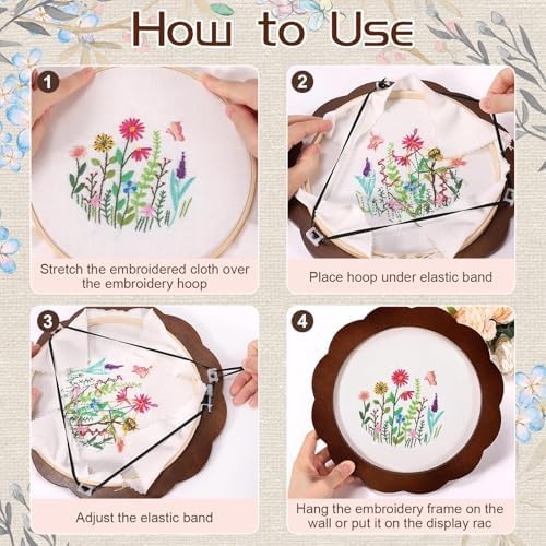 Kuabiz 8 Pcs 8 Inch Wood Embroidery Hoop Frame with Embroidery Hoops