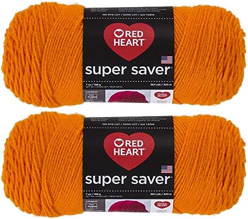 Bulk Buy: Red Heart Super Saver (2-Pack) (Pumpkin, 7 oz Each Skein)