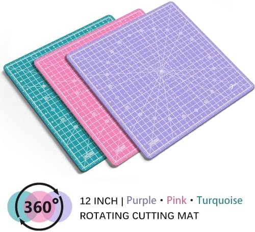 12"x12" Rotating Self Healing Cutting Mat, Fabric Cutting Mat with