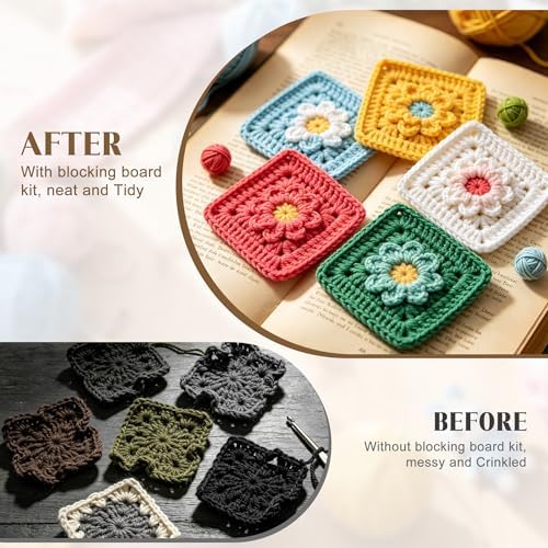 OCPO HOME 15.5" Foldable Crochet Blocking Board with Storage Drawer &