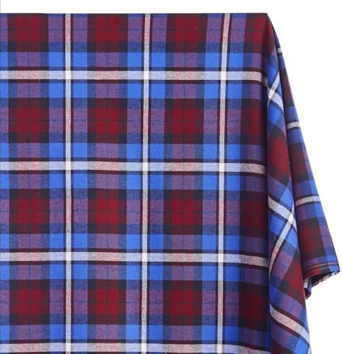 Flannel Brushed Tartan Plaid Fabric Geometric Hypoallergenic Cotton