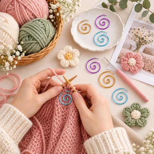 Giantree 9Pcs Cable Needles for Knitting, Spiral Cable Knitting Needle