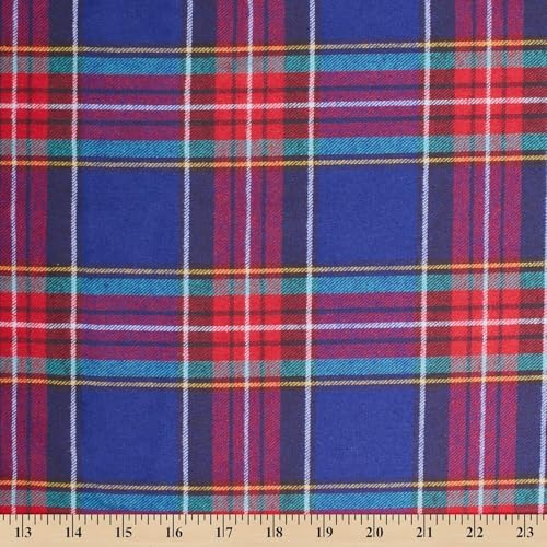 Flannel Brushed Tartan Plaid Fabric Geometric Hypoallergenic Cotton