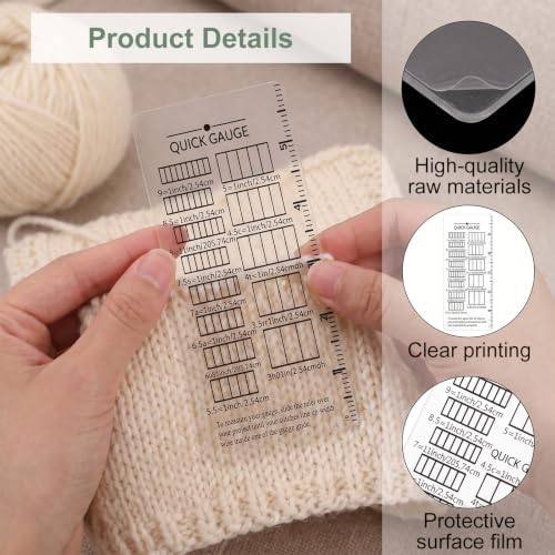 2 Pcs Quick Gauge Ruler for Knit and Crochet,Knitting Gauge Measuring
