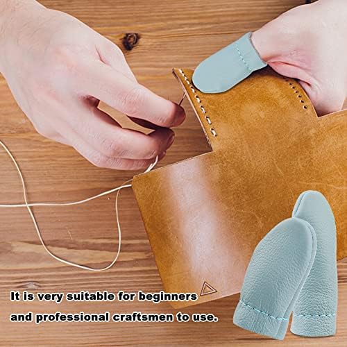 Mayboos 4 Pairs Leather Finger Protector Leather Thimble