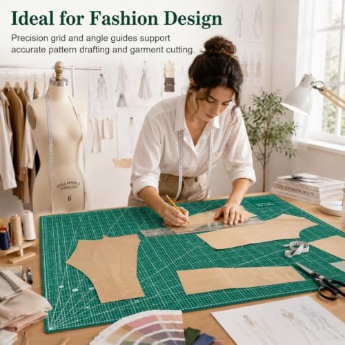 Self Healing Cutting Mat 48" x 24", Double Sided Grid,Green