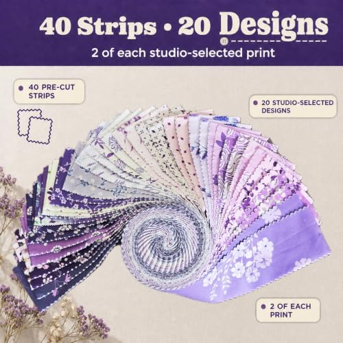 Jelly Roll Fabrics for Quilting, 40 Strips 2.5" x 44"
