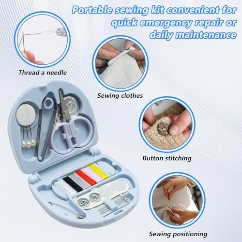 Yasdyri 4 PCS Mini Sewing Kit with Threads Scissors Hand Sewing