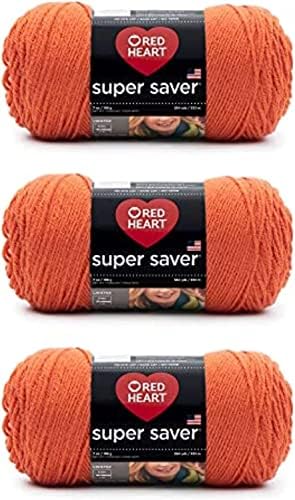 Red Heart Super Saver Yarn for Crocheting & Knitting, Carrot, 3-Pack