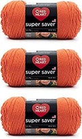 Red Heart Super Saver Yarn for Crocheting & Knitting, Carrot, 3-Pack