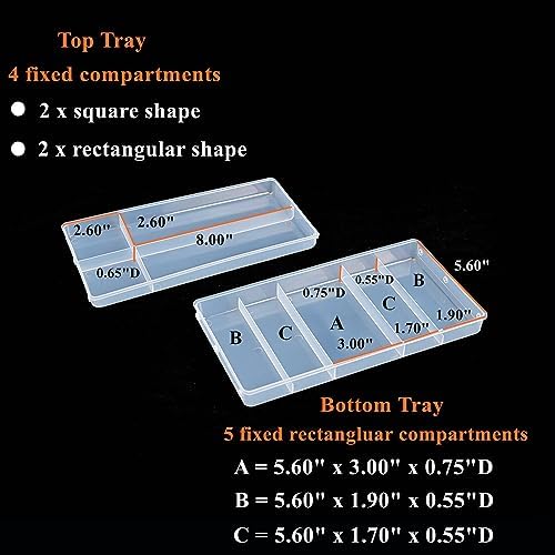 Clear Plastic Storage Organizer with 2-Tier Tray, Handle, Latch