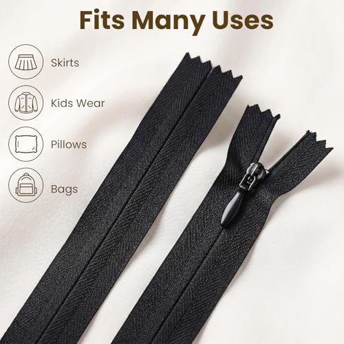 BAKZARY Invisible Zippers for Sewing Black 22 Inch 3PCS, Black Nylon