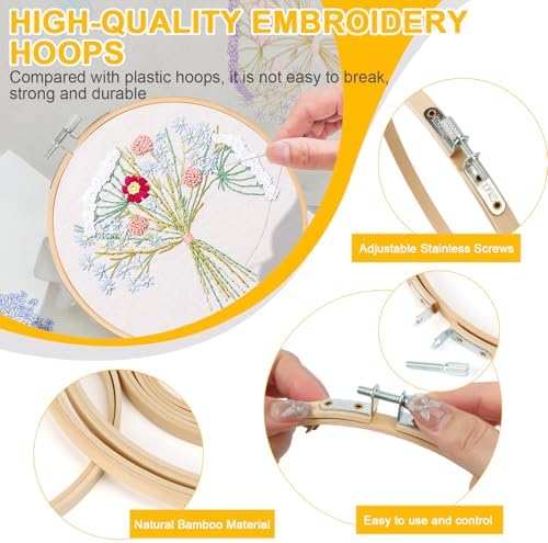 24Pcs Embroidery Hoop 8 Size Wooden Embroidery Hoops 3 Inch to 10 Inch