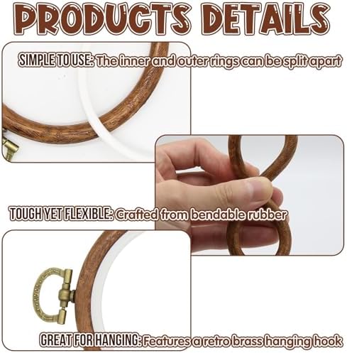 6Pcs 3 Inch Small Embroidery Hoops, Premium Oval Rubber Imitation