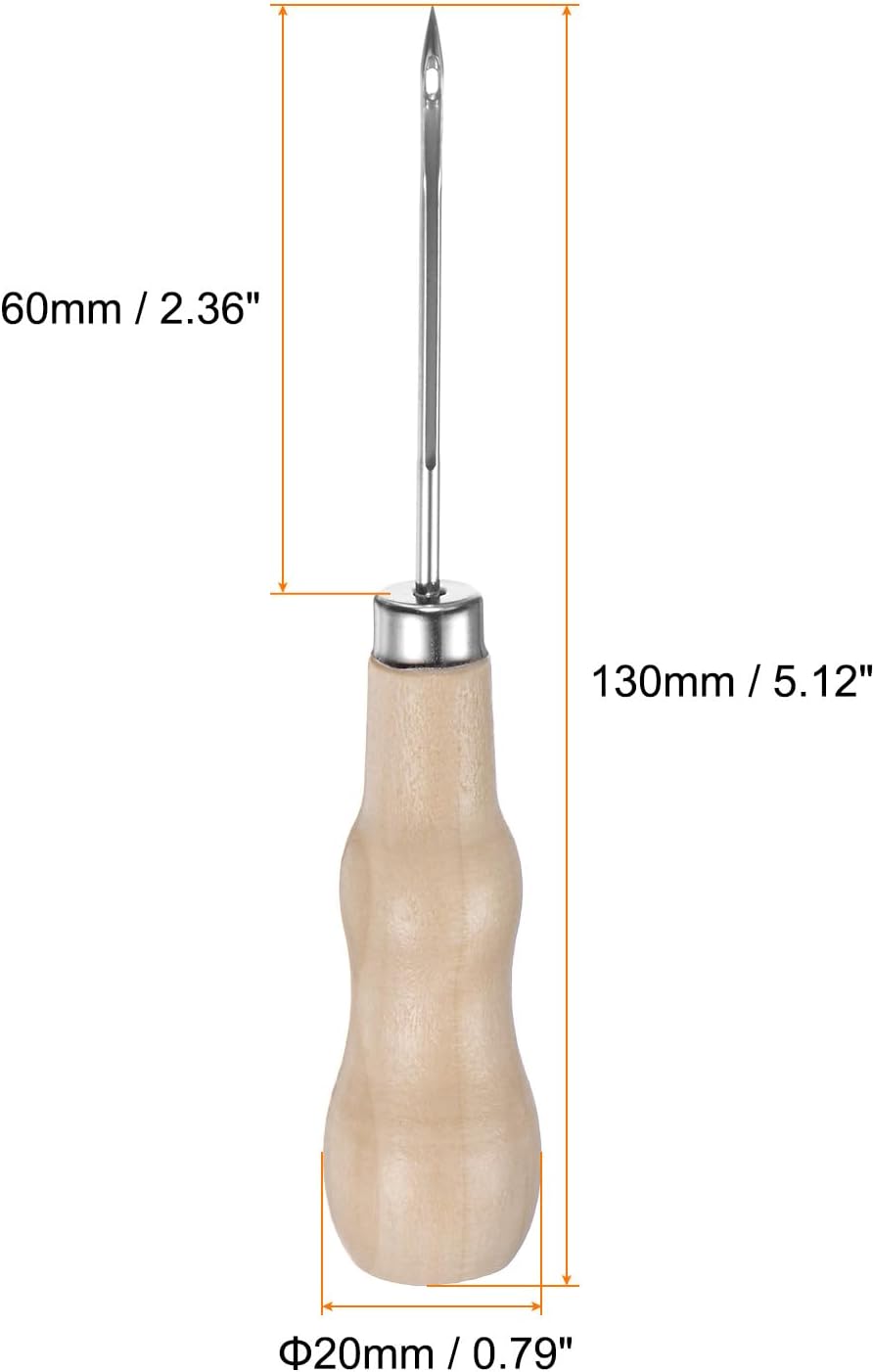 HARFINGTON 3pcs Handwork Sewing Awl Reed Wood Hollow Awl Leather Punch