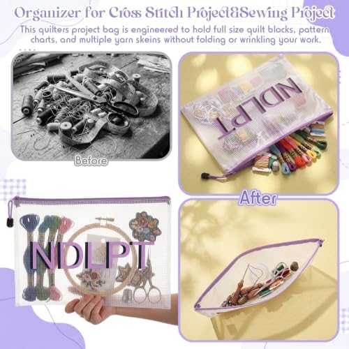 Sabary 5 Pcs Needlepoint Project Bag, Clear Mesh