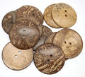 30pcs 50mm 2-Hole Big Natural Coconut Buttons Round Sewing Brown