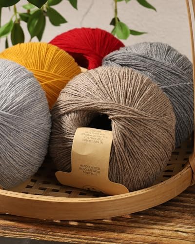 Wool Yarn - Soft 4-ply(1.5mm) Worsted Yarn for Crocheting and Knitting