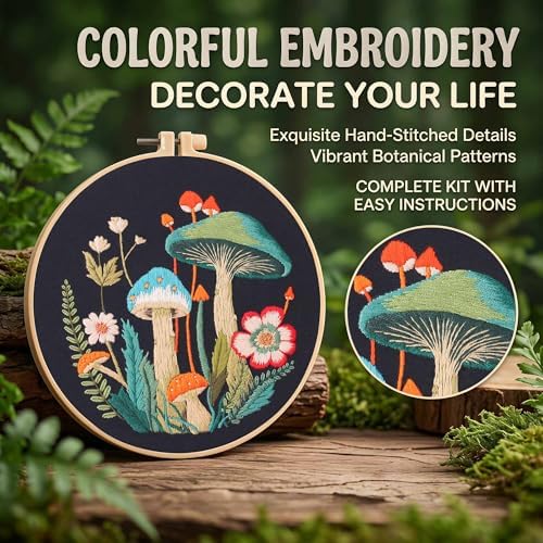 Harimau Embroidery Starter Kit, 4 Patterns, 2 Hoops