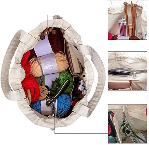 Teamoy Knitting Bag Tote, Yarn Storage Crochet Bag Organizer, Tree