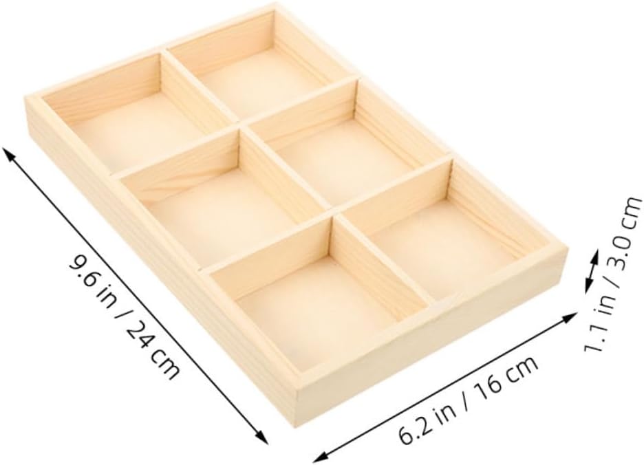CHILDWEET Wooden 6-compartment Storage Box, 2 Pack for Craft Tables