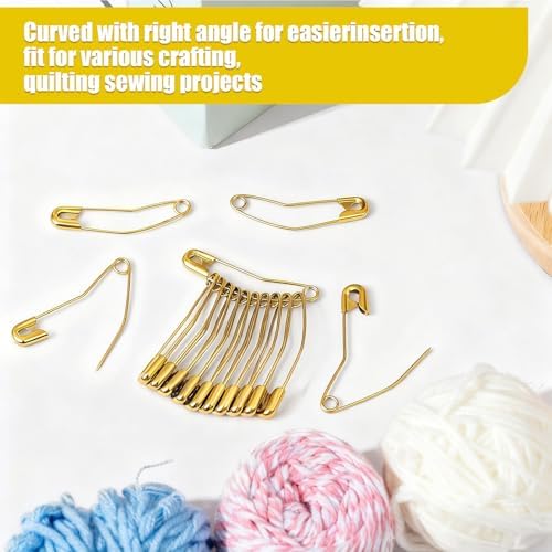 Cindeer 200 Count Curved Safety Pins Size 3, 2" / 50mm Quilting
