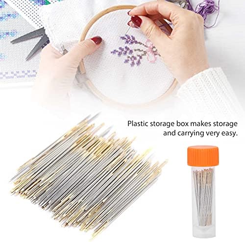 Pssopp 100Pcs Large Eye Hand Sewing Needles, Cross Stitch Needles with
