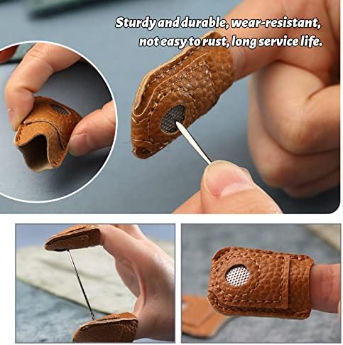 Yizzvb 8 Pcs Sewing Thimble, Leather Thimbles Metal Finger Protectors