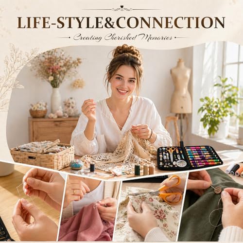 JJRING 205 PCS Sewing Kit for Adults with Portable Handbag, Black
