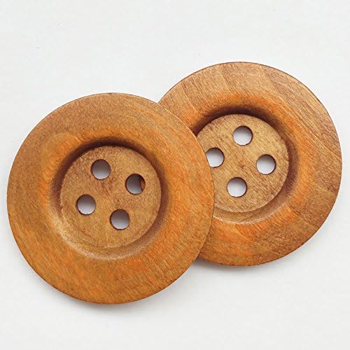 Chenkou Craft 20pcs Big Size 50mm 2" Light Brown Round Wood Buttons 4