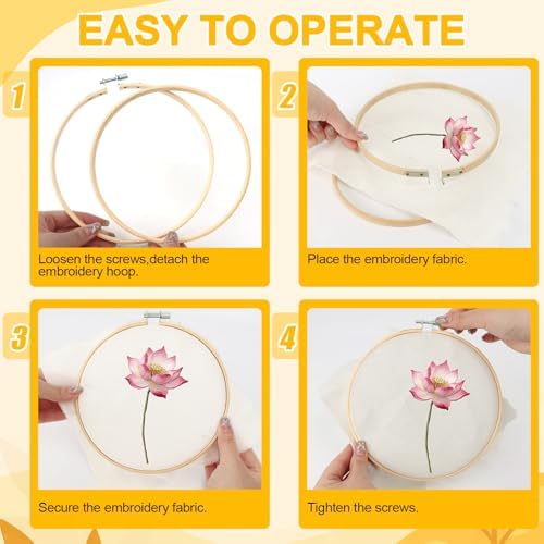 24Pcs Embroidery Hoop 8 Size Wooden Embroidery Hoops 3 Inch to 10 Inch