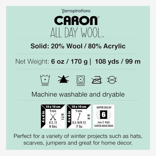 Caron All Day Wool Yarn for Crocheting Soft, Aran, 3-Pack