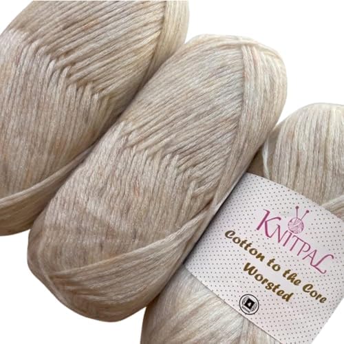 Cotton to The Core Worsted Cotton Yarn, 3-Pack (654Yds/300G), Pearl