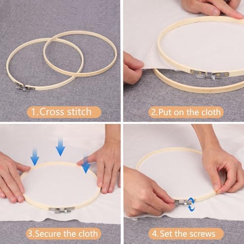 kukmakri Decorative Embroidery Hoop 18 PCS 10 inch - Bamboo Cross