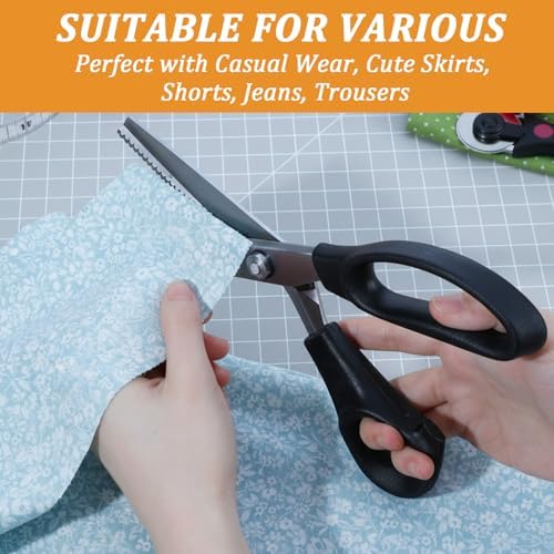 6 Pcs Pinking Shears for Fabric Cutting, 7/5/3mm Scalloped, 7/5/3mm